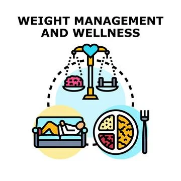 Weight management wellness concept balancing diet exercise 库存插图
