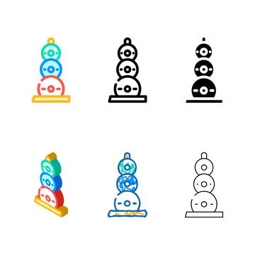 Weight plate set range gym equipment color icon vector Stock Illustration