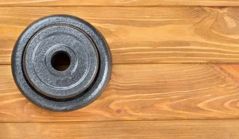 Weight plates in table Stock Photos