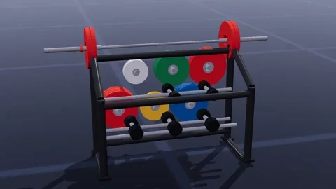 Weight rack fitness 3d loop 3D animation seamless loop 스톡 동영상 341779719