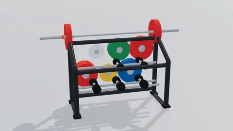 Weight rack fitness 3d loop white background 3D animation seamless loop Vidéo 341849304