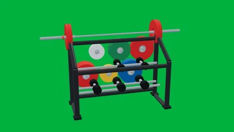 Weight rack fitness 3d loop green screen 스톡 동영상 342913655