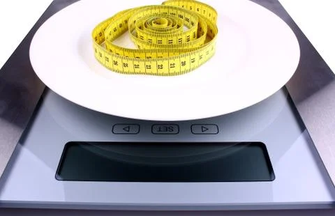 Weight reduction concept. digital scale for your text. Stock Photos