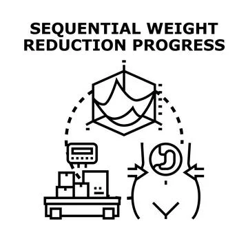 Weight reduction progress in sequential health program Stock Illustration