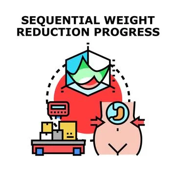 Weight reduction progress in sequential health program Stockillustratie