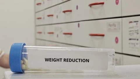 WEIGHT REDUCTION tablets used to promote weight loss and improve body compo.. Stock Footage 333763699