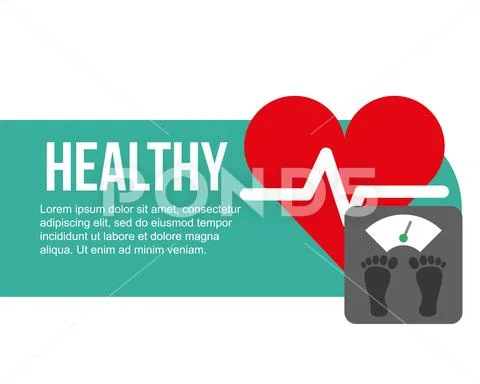 Weight scale and heartbeat healthy Stock Illustration