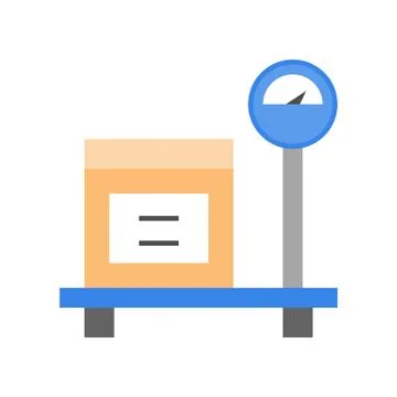 Weight scale and parcel, Flat icon logistic related Stock Illustration