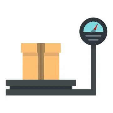 Weight scale with box icon, flat style Stock Illustration