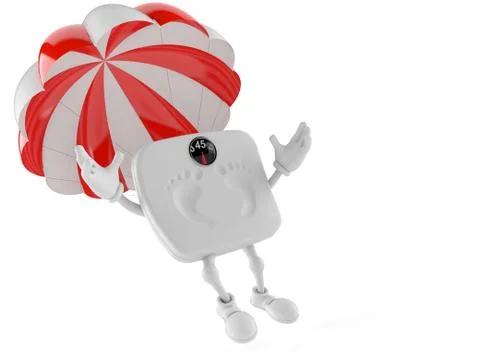 Weight scale character with parachute Stock Illustration