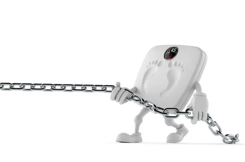 Weight scale character pulling chain Stock Illustration
