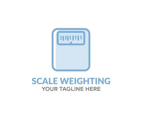 Weight scale device, checking his weight logo design. Stock Illustration