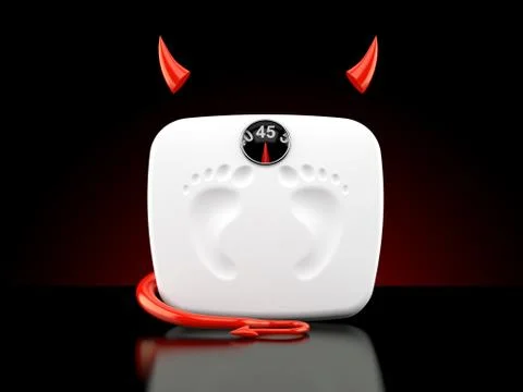 Weight scale with devil horns and tail Stock Illustration
