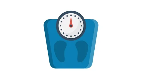 A weight scale featuring a clock on its surface, indicating time alongside .. Stock Footage 332535100