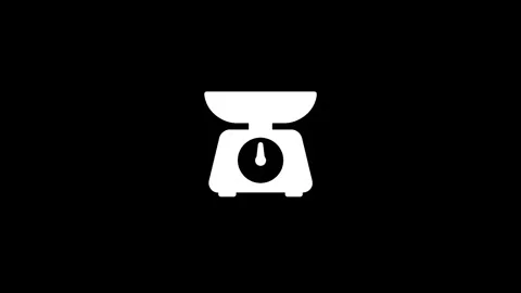 Weight scale icon forming and disintegrating animation on black background Stock Footage 314329975
