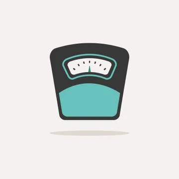 Weight scale. Icon with shadow on a beige background. Pharmacy vector illustr Stock Illustration