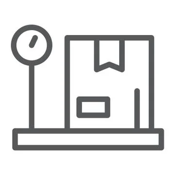 Weight scale line icon, freight and shipping, cargo scale sign, vector graphics Illustrazione stock