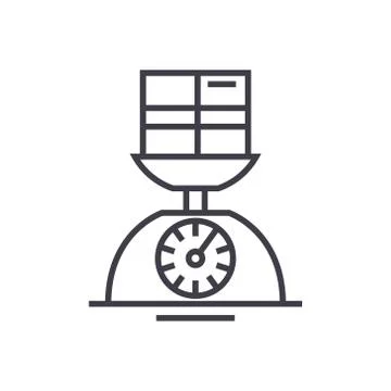 Weight scale linear icon, sign, symbol, vector on isolated background Stock Illustration
