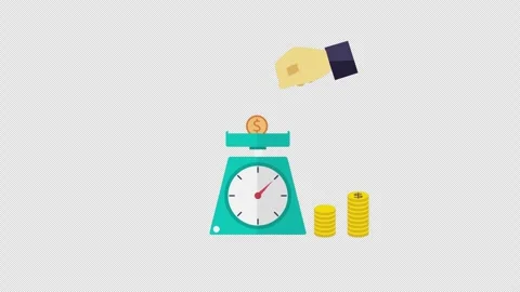 Weight scale money saving concept Time is money animation loop motion graph.. Stock Footage 240891851