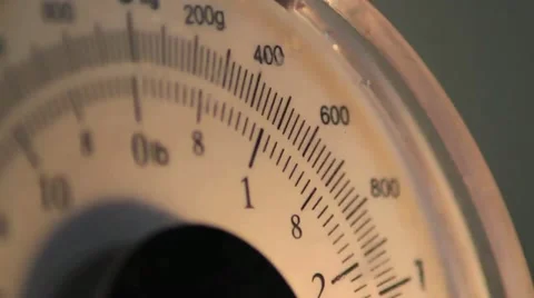 Weight scale needle moving. grams and pound Stock Footage 11882393