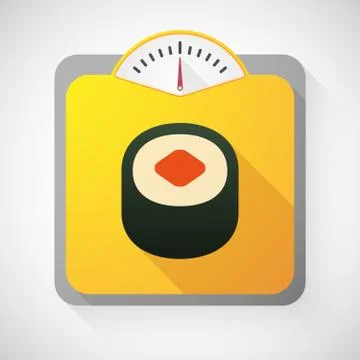 Weight scale with a sushi Stock Illustration