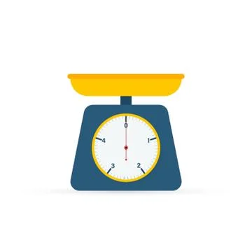 Weight scale on white background. Weighing scales with pan and dial. Vector s Stock Illustration