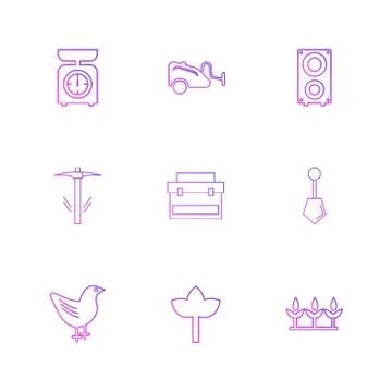 Weight , spade , speaker , hardware , tools ,labour , constructions , eps ico Stock Illustration