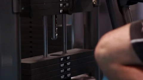Weight stacks lifting 87kg Stock Footage 83129350