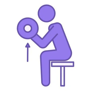 Weight Training Color Icon. Vector Illustration. Man Sitting Lifting and Lo.. Stock Illustration