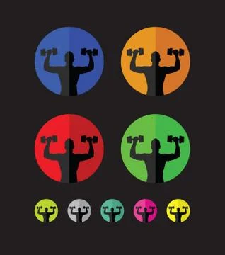 Weight training group icons Stock Illustration