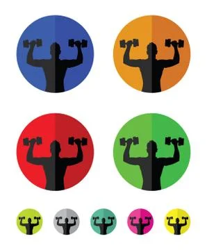 Weight training group icons Stock Illustration