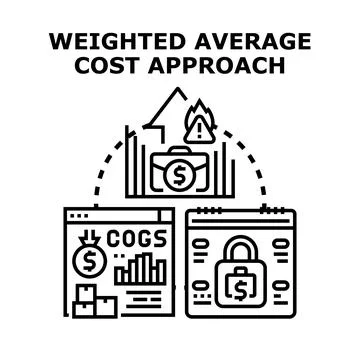 Weighted average cost approach accounting method Stock Illustration