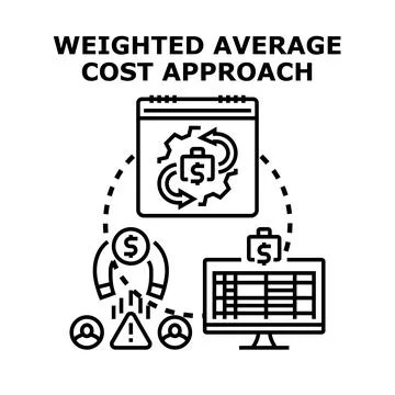 Weighted average cost approach financial accounting concept Stock Illustration