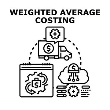 Weighted average costing method calculating business inventory expenses 스톡 일러스트