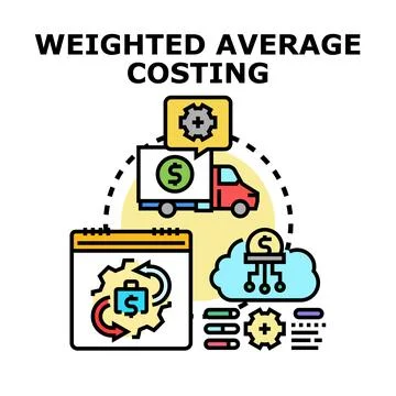 Weighted average costing method calculating business inventory expenses Stock Illustration