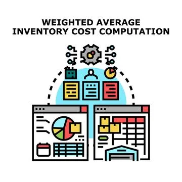 Weighted average inventory cost computation in business process Stock Illustration