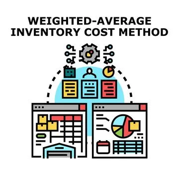 Weighted average inventory cost method accounting concept Stock Illustration