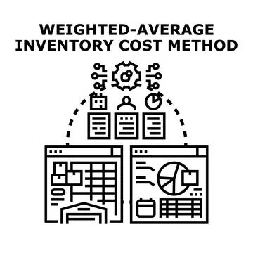 Weighted average inventory cost method accounting concept Stock Illustration