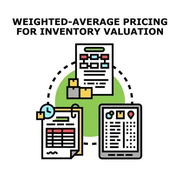 Weighted average pricing for inventory valuation process Stock Illustration