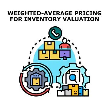 Weighted average pricing for inventory valuation concept Stock Illustration