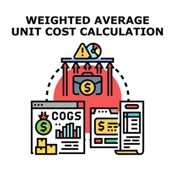 Weighted average unit cost calculation accounting method Stock Illustration