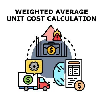 Weighted average unit cost calculation process Stock Illustration