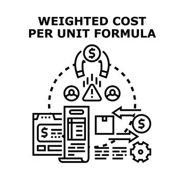 Weighted cost per unit formula computing concept Stock Illustration