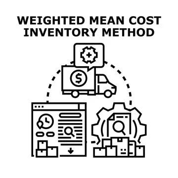 Weighted mean cost inventory method concept illustration 스톡 일러스트