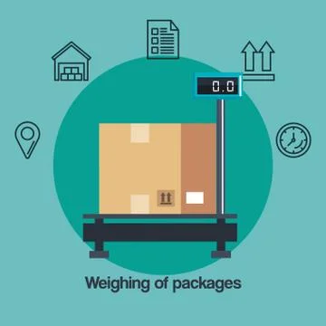 Weighting of packages service 스톡 일러스트