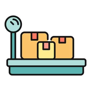 Weighting parcels on a platform scale for shipping Stock Illustration