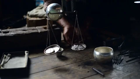 Weighting raw silver Stock Footage 71178971