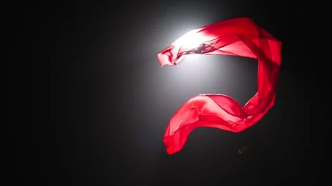 Weightless transparent red fabric Stock Footage 315152022