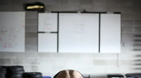 Weightlifter Clean and Press Front view Stock Footage 22994732