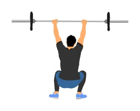Weightlifter in gym vector isolated on white background. Working out Illustrazione stock
